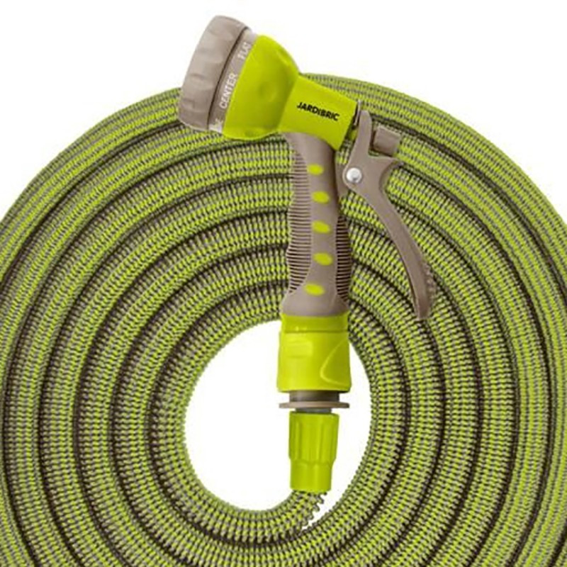 KIT COMPLET AVEC TUYAU ETIRABLE RÉTRACTABLE JARDIFLEX30 VERT ANIS