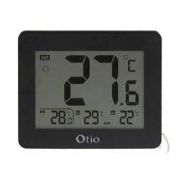 Thermomètre int/ext avec sonde filaire 82x99mm Noir - Otio