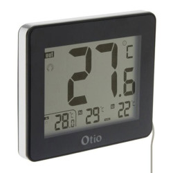 Thermomètre int/ext avec sonde filaire 82x99mm Noir - Otio