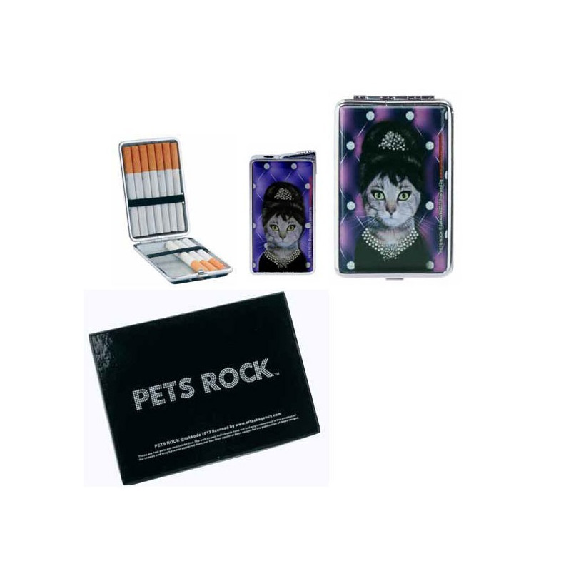 PETS ROCK - SET CADEAU BRIQUET + ETUI A CIGARETTE - AUDREY