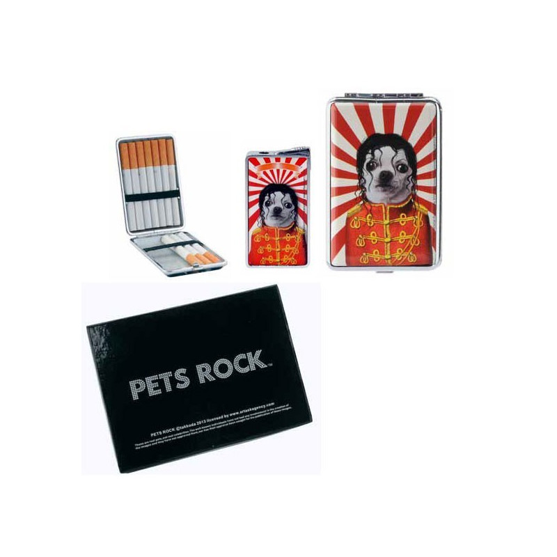 PETS ROCK - SET CADEAU BRIQUET + ETUI A CIGARETTE - MICKAEL J