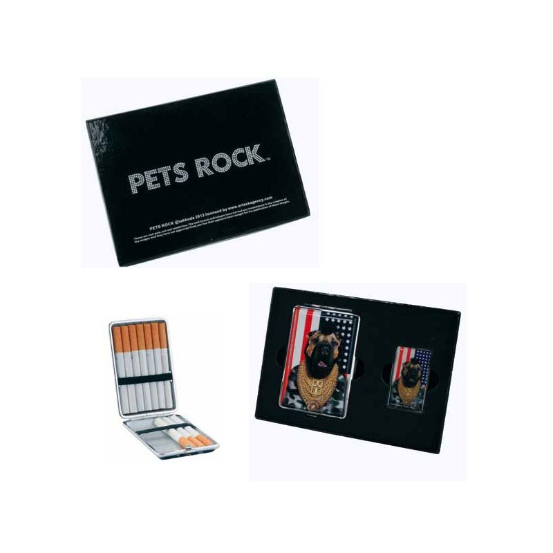 PETS ROCK - SET CADEAU BRIQUET + ETUI A CIGARETTE - MISTER T