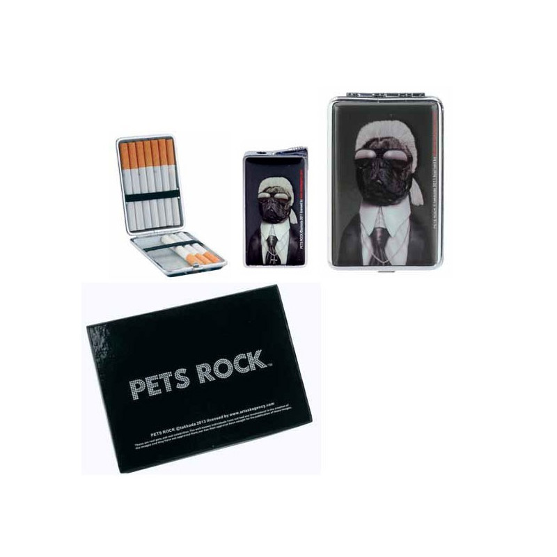 PETS ROCK - SET CADEAU BRIQUET + ETUI A CIGARETTE - KARL L.