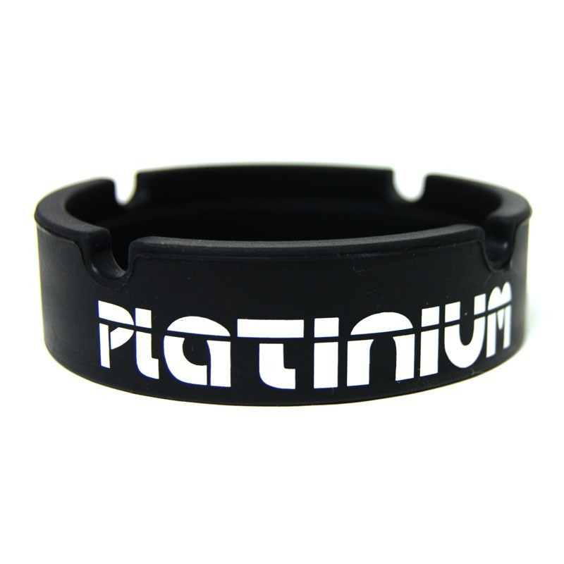 CENDRIER SILICONE PLATINIUM NOIR LOGO BLANC