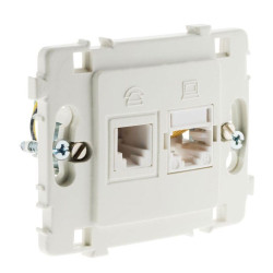 133028 PRISE RJ11+RJ45 CLARYS NU BLANC