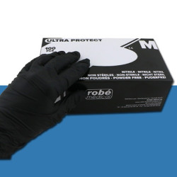 BTE DE 100 GANTS NITRILE NOIR T. MOYEN