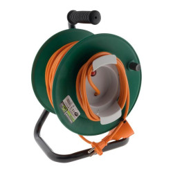Enrouleur de jardin - 2 x 1,5 mm² - 25 m pied métal + coupe circuit