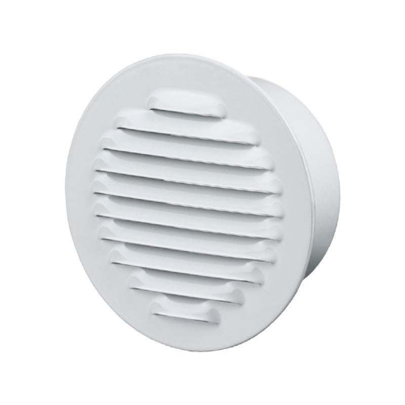 GRILLE RONDE FLANGE 100MM ALU POLI BLANC + ECRAN ANTI INSECTE