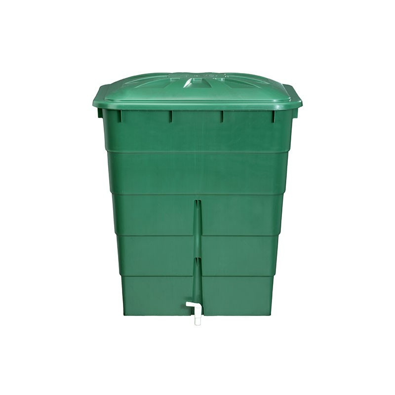 CUVE RECTANGULAIRE 300 L VERT + COUVERCLE ET ROBINET PE