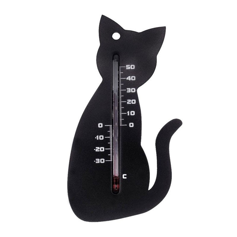 6080094 THERMOMETRE MURAL EXT PLASTIQUE NOIR CHAT H15CM