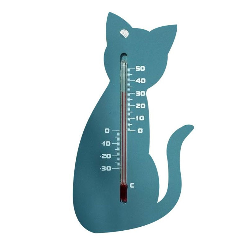 6080095 THERMOMETRE MURAL EXT PLASTIQUE GRIS CHAT H15CM