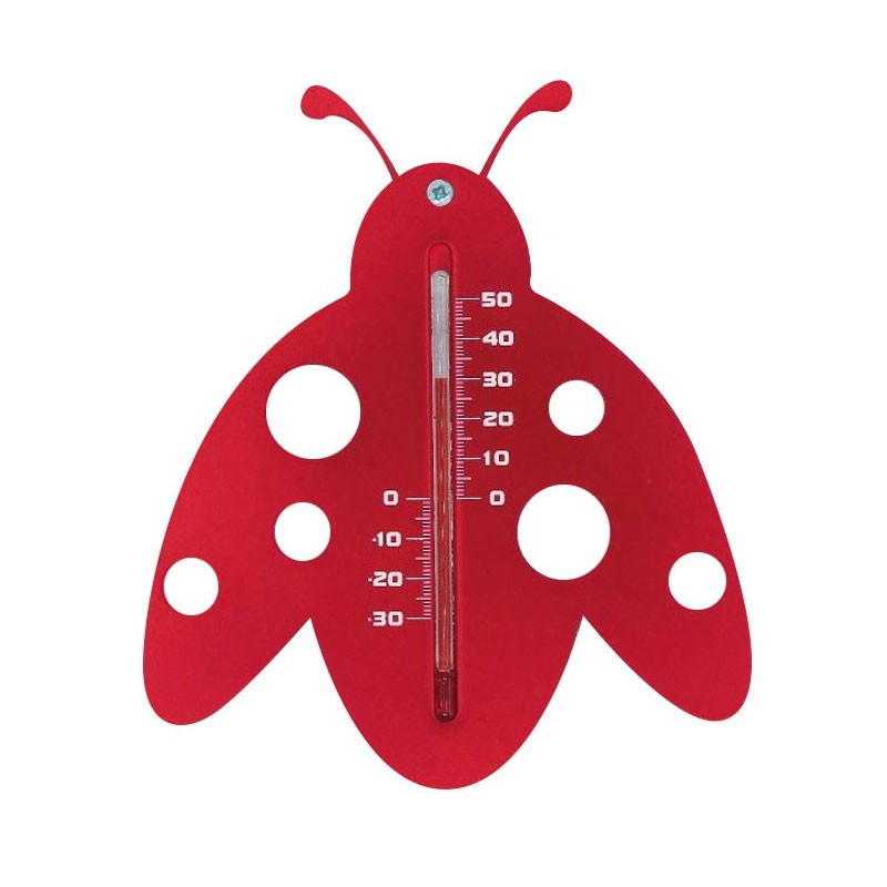 6080099 THERMOMETRE MURAL EXT PLASTIQUE ROUGE COCCINELLE H15CM