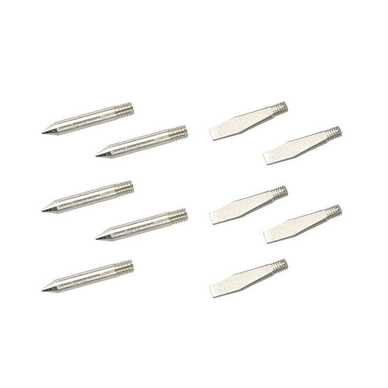 Ribitech - Lot de 10 pannes pour fer à souder (5 plates + 5 pointes)