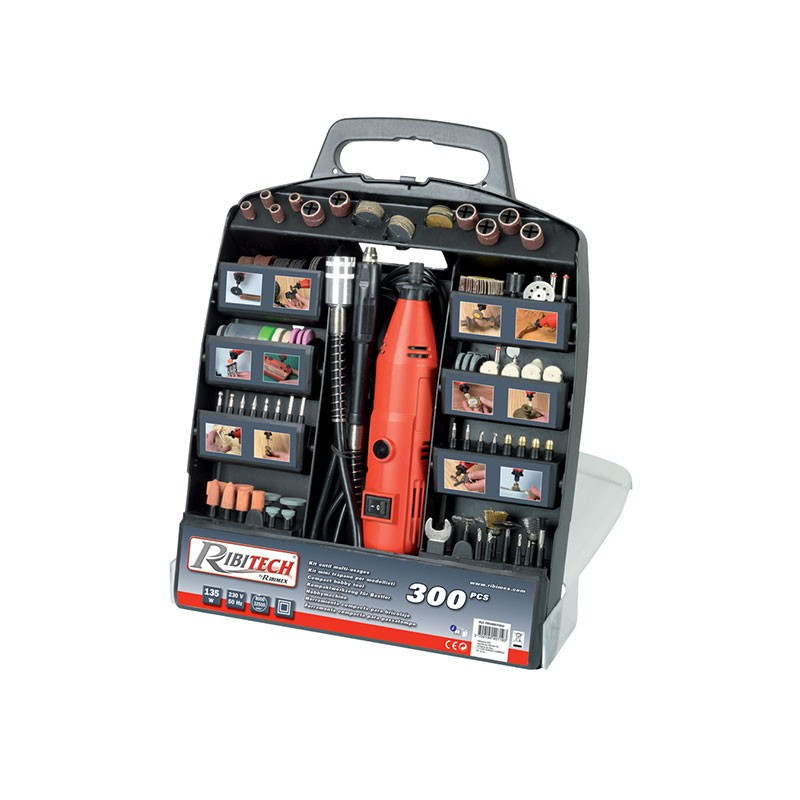 Ribitech - Kit multifonction + accessoires/outils électriques en mallette 300pcs