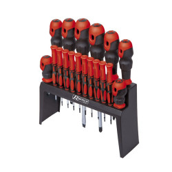 Ribitech - Lot de 18 tournevis bi-matière avec support