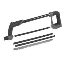 Ribitech - Scie métaux 30cm pro + 3 lames bois, métaux fins, métaux épais