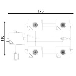 RDWC SYSTEM 2 ROWS LARGE 4+1 WITH TUBOFLEX DIFFUSER