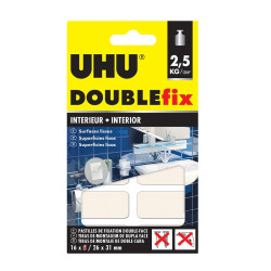 36450 UHU DOUBLEFIX EXTRA FORT INTERIEUR BLANC 16 PASTILLES 26X31MM