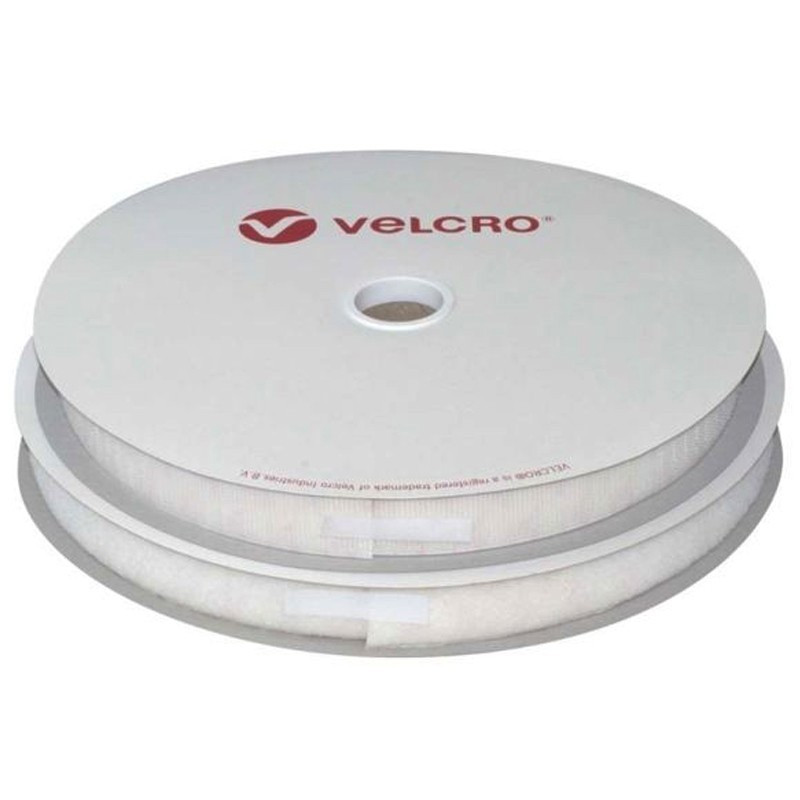 VELCRO BLANC ROULEAU DE 25M ENSEMBLE MALE+FEMELLE