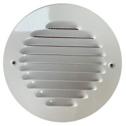 GRILLE RONDE A VISSER ACIER BLANC + ECRAN D.165MM (entraxe vis 140)