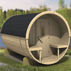 Tuindeco - Sauna tonneau en pin Ø 195 - L 300 cm avec shingle