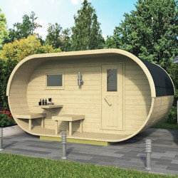 Tuindeco - Sauna oval en pin 405 x 240 x h216 cm avec shingle