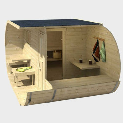 Tuindeco - Sauna oval en pin 405 x 240 x h216 cm avec shingle