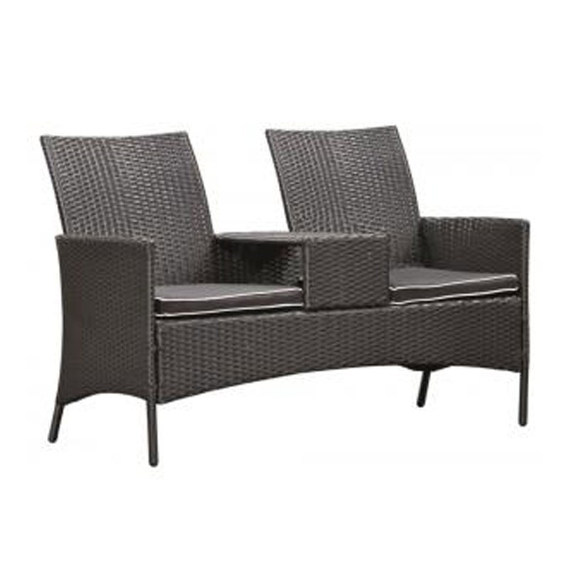 Tuindeco - Loveseat tressé wicker noir Brentwood