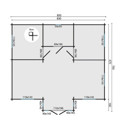 Tuindeco - Chalet bois massif  57,8 m² - 70mm - Qualité résidentielle - Mullingar