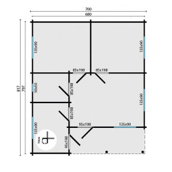 Tuindeco - Chalet bois massif 44,3 m² - 70mm - Qualité résidentielle - Ardee