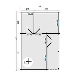 Tuindeco - Chalet bois massif 25,2 m² - 70mm - Qualité résidentielle - Ollie