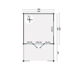 Tuindeco - Chalet bois massif 17.6m² - 58mm - Qualité résidentielle - Leeds