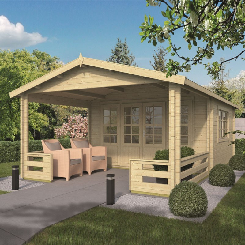 Tuindeco - Chalet bois massif 13.4m² - 58mm - Qualité résidentielle - Bristol