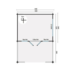 Tuindeco - Chalet bois massif 13.4m² - 58mm - Qualité résidentielle - Bristol