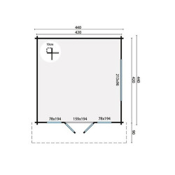 Tuindeco - Chalet bois massif 17,6m² - 58mm - Qualité résidentielle - Derby