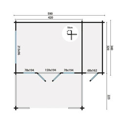 Tuindeco - Chalet bois massif 13,4m² - 58mm - Qualité résidentielle - Coventry