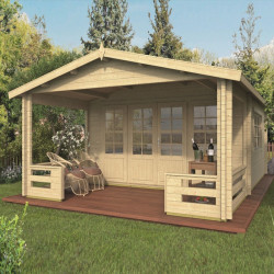 Tuindeco - Chalet bois massif 13,4m² - 58mm - Qualité résidentielle - Bolton