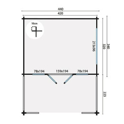 Tuindeco - Chalet bois massif 13,4m² - 58mm - Qualité résidentielle - Bolton