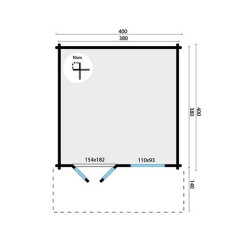 Tuindeco - Chalet bois massif 13,5m² - 58mm - Qualité résidentielle - Stian