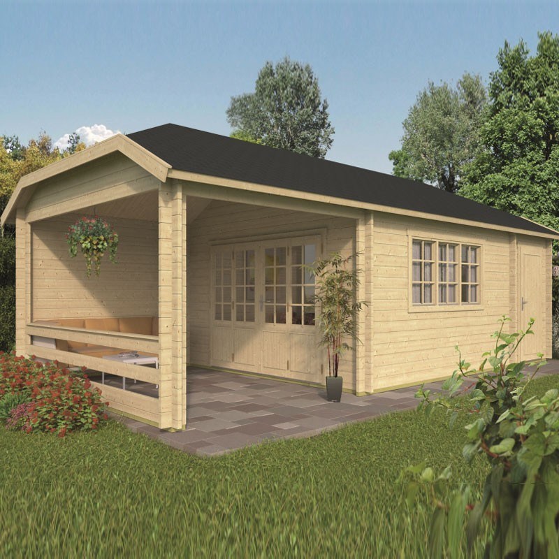 Tuindeco - Chalet bois massif  22m² - 45mm - Qualité résidentielle - Sibella