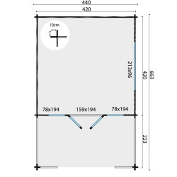 Tuindeco - Chalet bois massif 26,8 m² - 58 mm - Ipswich