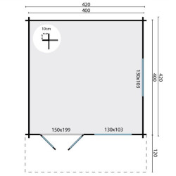 Tuindeco - Chalet bois massif 16 m² - 45 mm - Inge