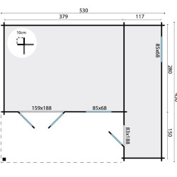 Tuindeco - Chalet bois massif 16 m² - 44 mm - Wolfgang