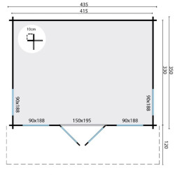 Tuindeco - Chalet bois massif 13,1 m² - 45 mm - Lory