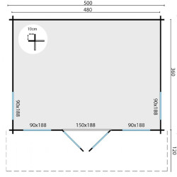 Tuindeco - chalet bois massif 17,3 m² - 45 mm - Yorick