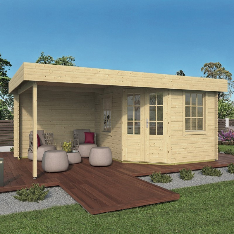 Tuindeco - Chalet bois massif 12,8 m² - 28mm - Stig