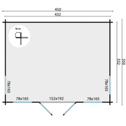 Tuindeco - Chalet bois massif 14,3 m² - 28 mm - Arne