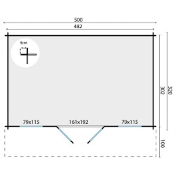 Tuindeco - Chalet bois massif - 14,4 m² - 28 mm - Skyler