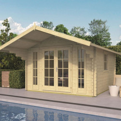 Tuindeco - Chalet bois massif - 45 mm - Sören -13 m² + auvent