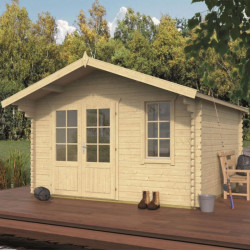 Tuindeco - Chalet bois massif - 45 mm - Ulrik -12,9 m² + auvent